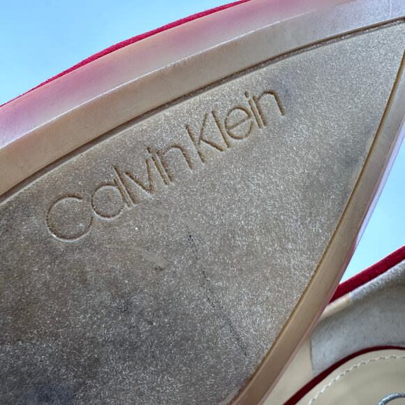 Calvin Klein Galena Pointed-Toe Heels Pumps Red Velour Womens Size 6.5M EU 36 - Picture 9 of 9